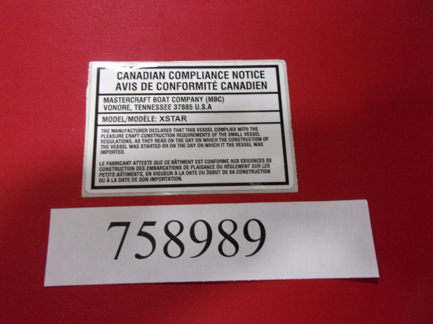 Mastercraft Boat 758989 Steering Components