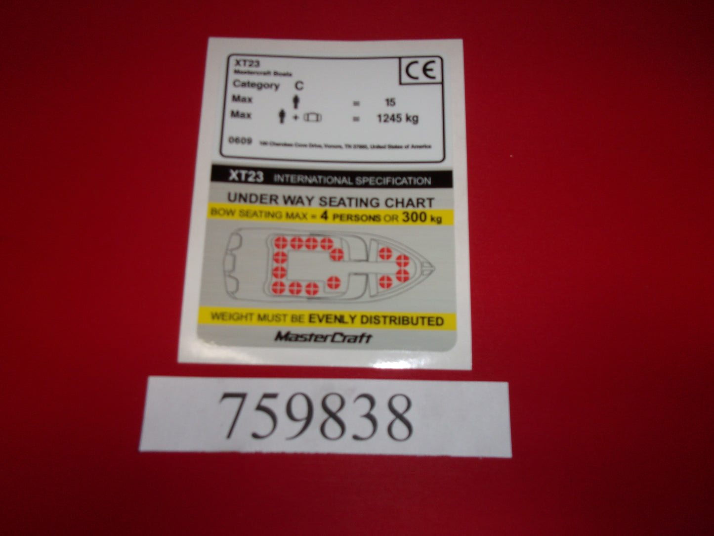 Mastercraft Boat 759838 Steering Components