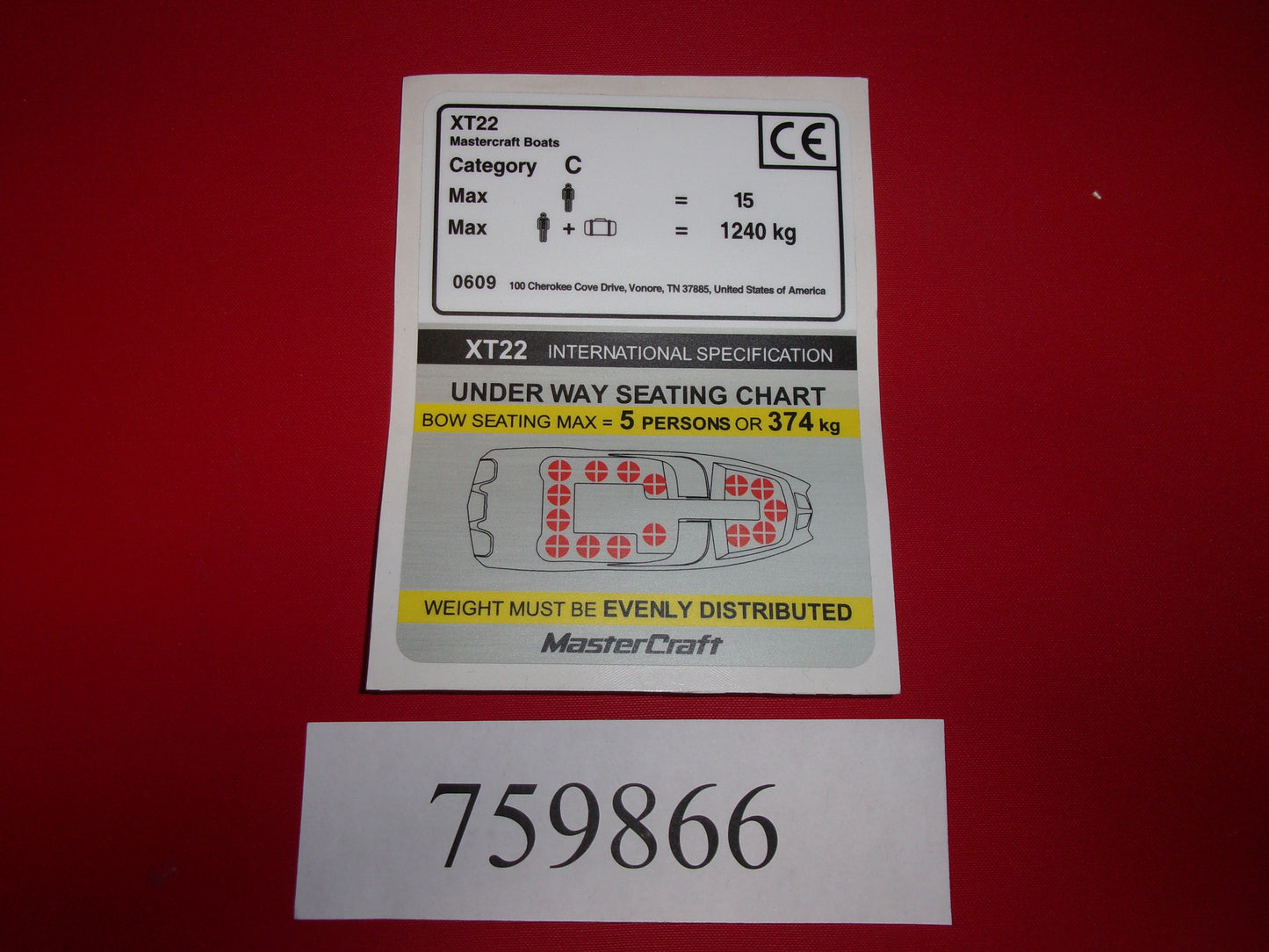 Mastercraft Boat 759866 Steering Components