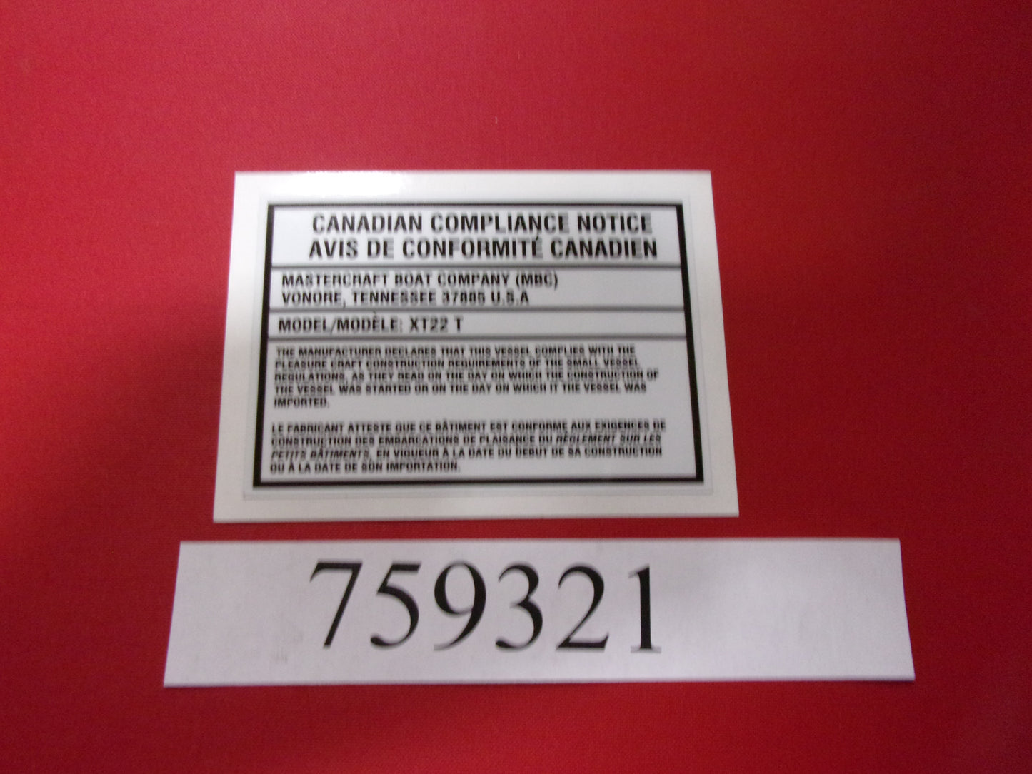 Mastercraft Boat 759321 Steering Components