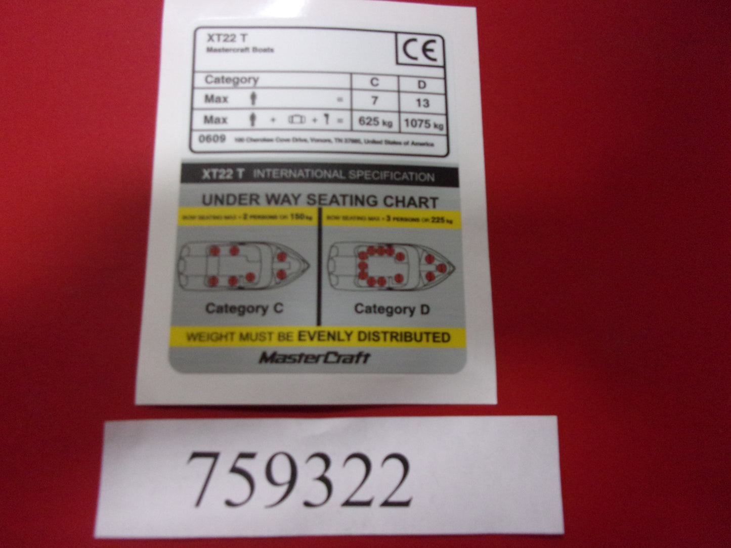 Mastercraft Boat 759322 Steering Components