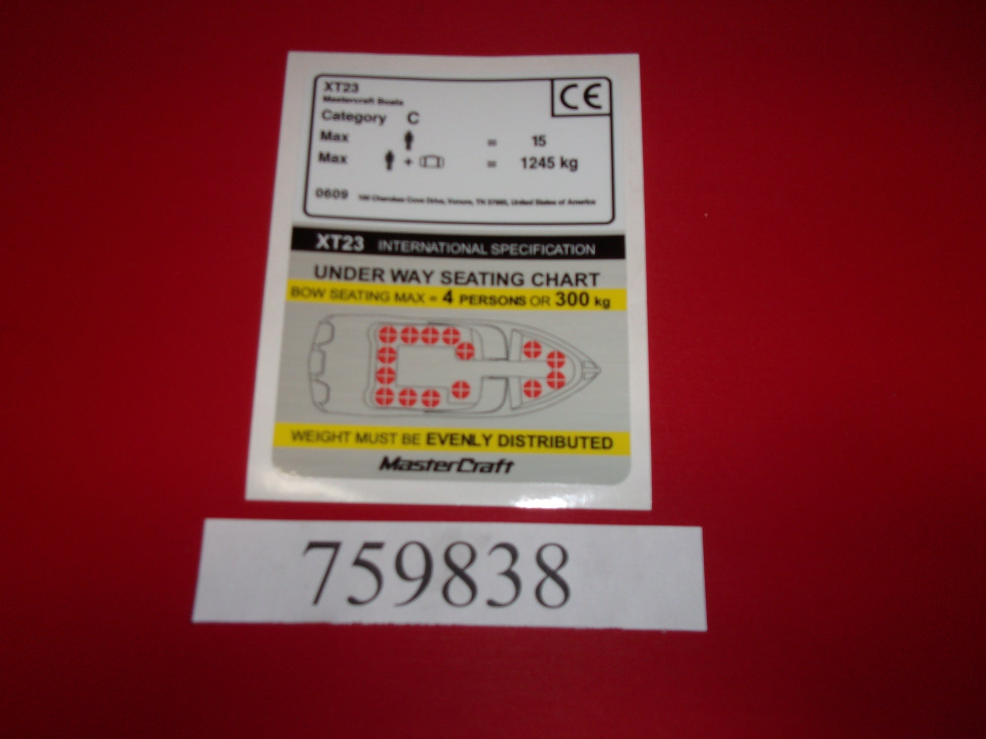 Mastercraft Boat 759838 Steering Components